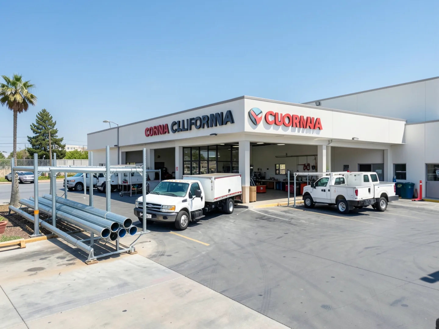 Plumbing workshop along Grand Boulevard in Corona, California