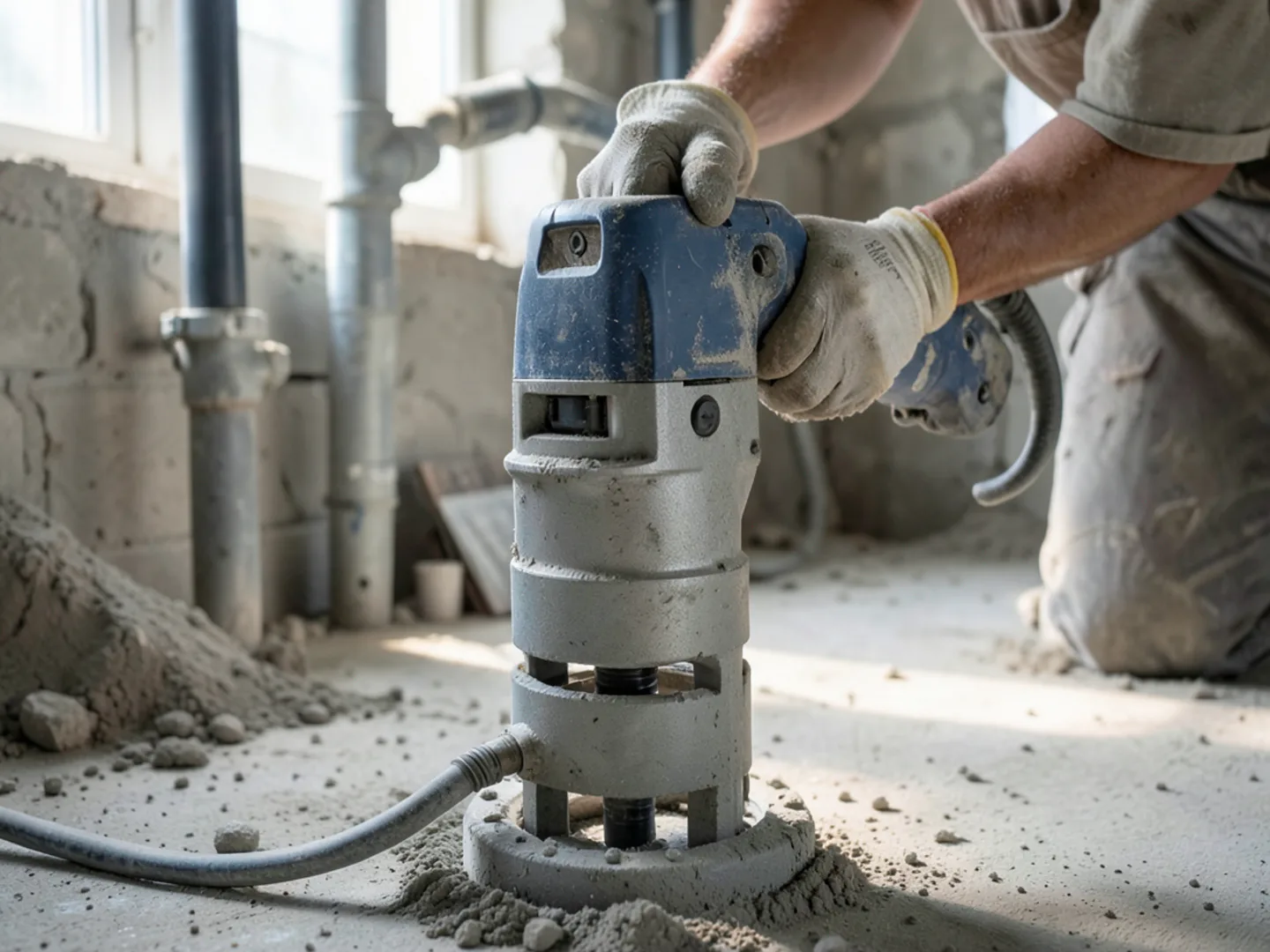 The direct concrete slab repair process and structural drawbacks technical plumbing photo